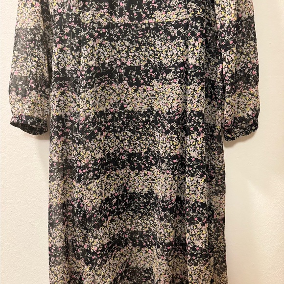 H&M Black Floral Long Sleeve Midi Dress with Pink Accents - Picture 7 of 12